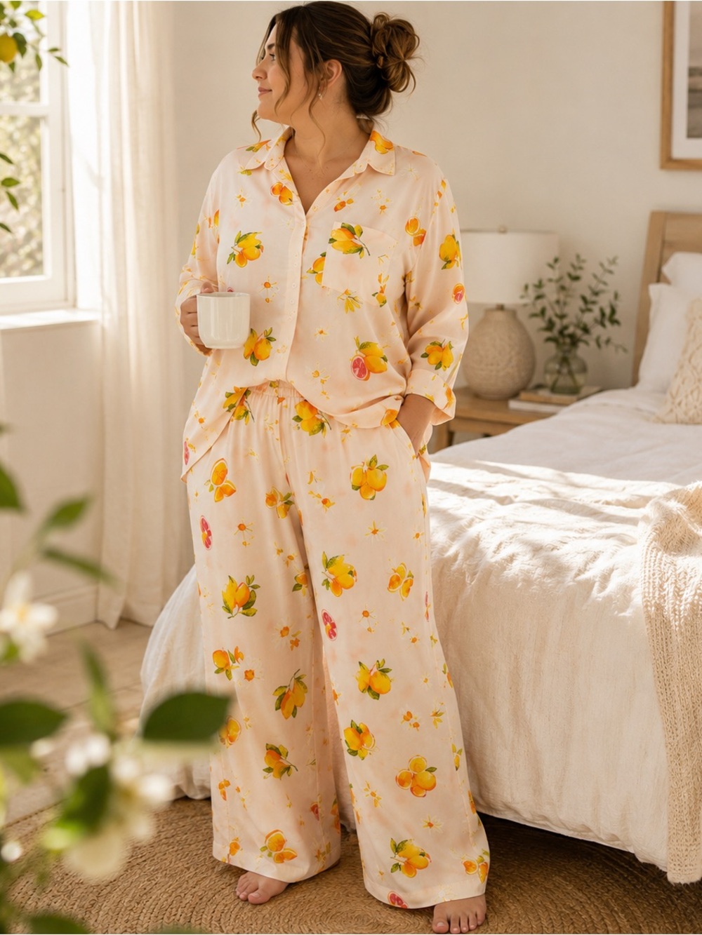 Old Navy O.N.L.Y. XXL Citrus Print Pajama Set Pink Lemon Orange Sleepwear